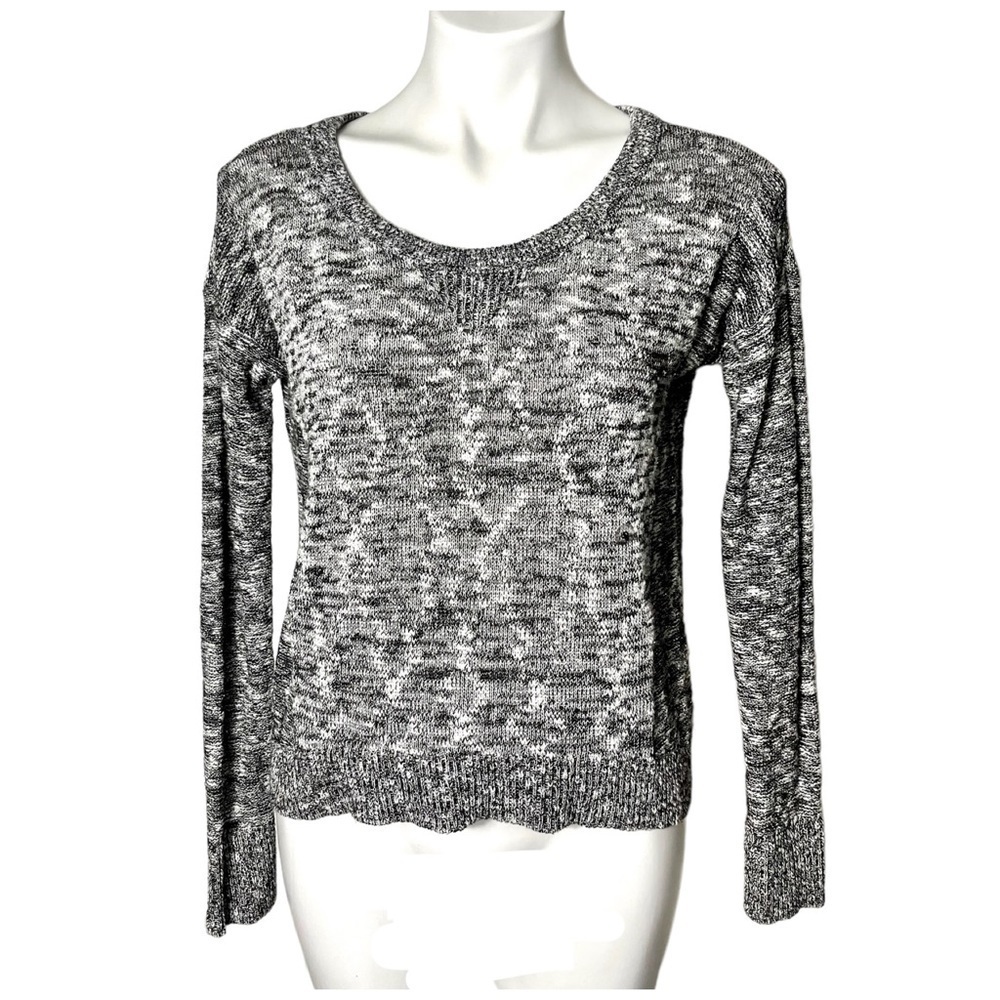 American Eagle Marbled Metallic Sweater Size Small Black/White/Silver